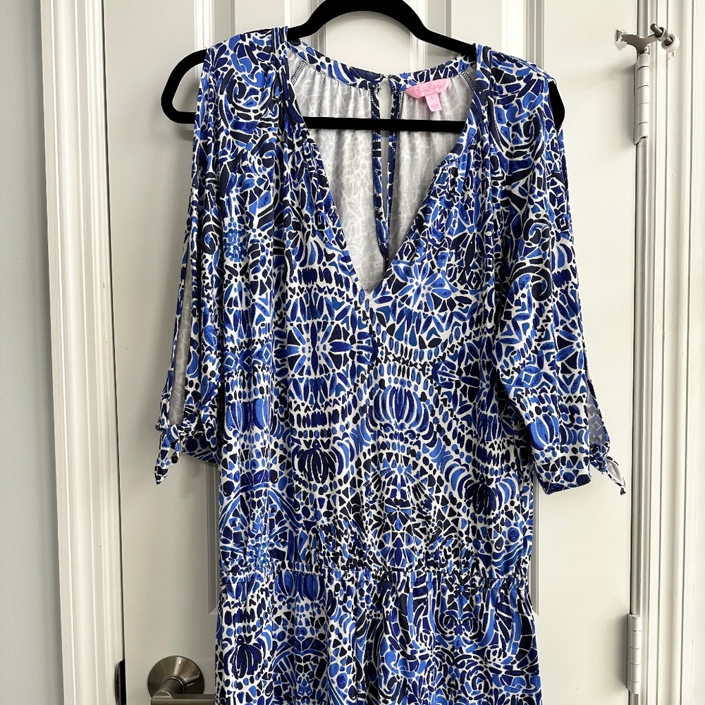 Lilly Pulitzer Blue and White Printed Women's Shorts Romper